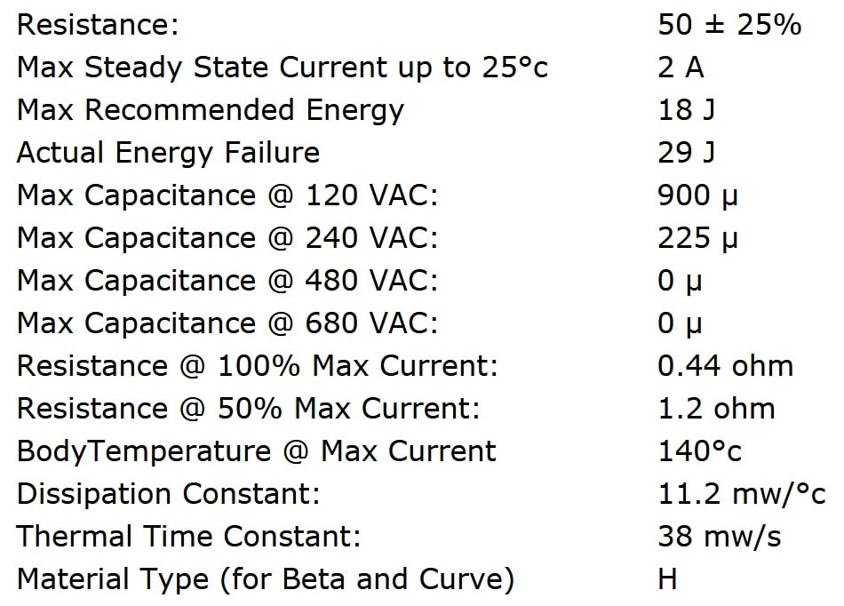 Ametherm SL10 50002 Specifications