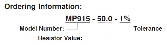 Caddock MP930 Series ordering information