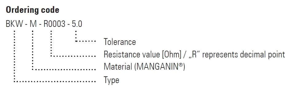 BKW Part Number Example
