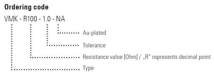 VMK-NA Part Number Example