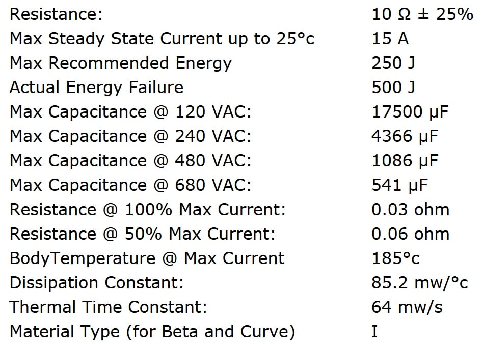 Ametherm AS32 10015 Specifications