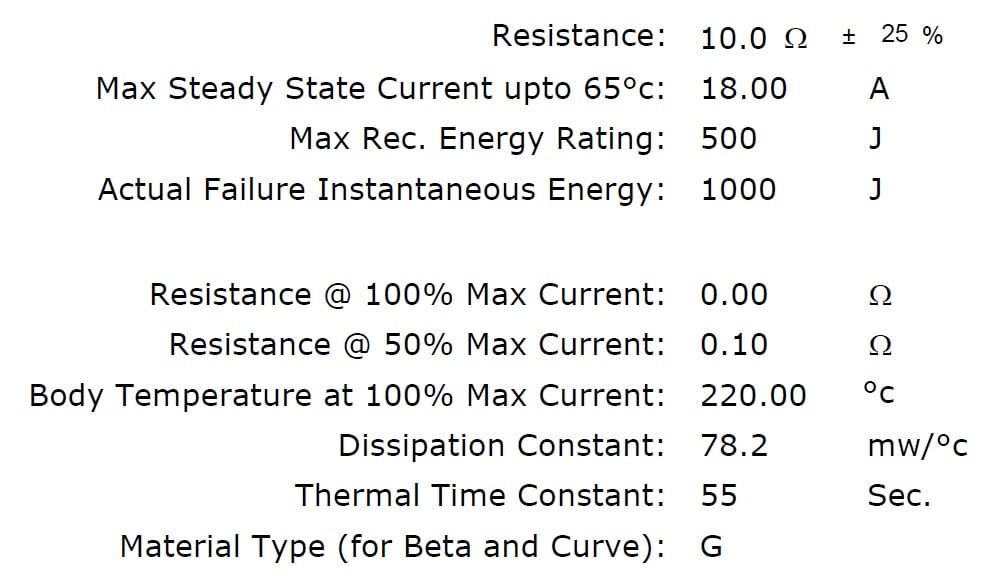 Ametherm AS35 10018 Specifications