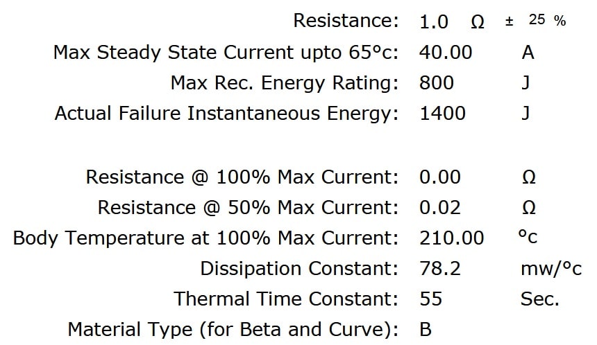 Ametherm AS35 1R040 Specifications