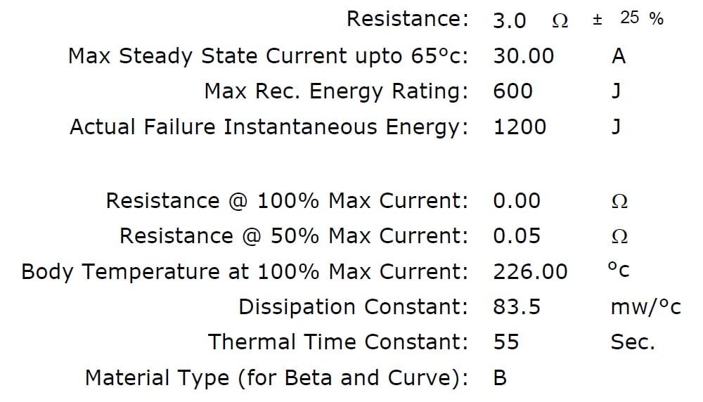 Ametherm AS35 3R030 Specifications