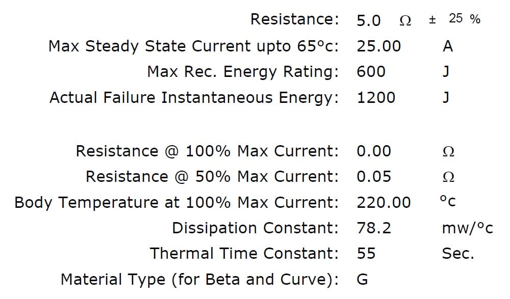 Ametherm AS35 5R025 Specifications