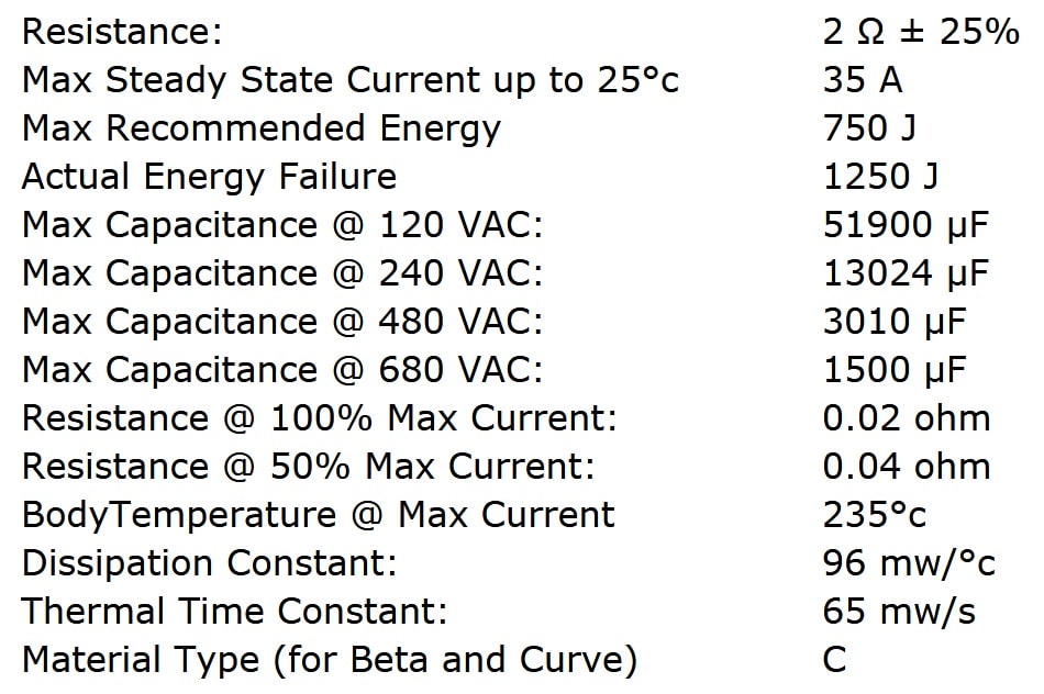 Ametherm MS35 2R035 Specifications