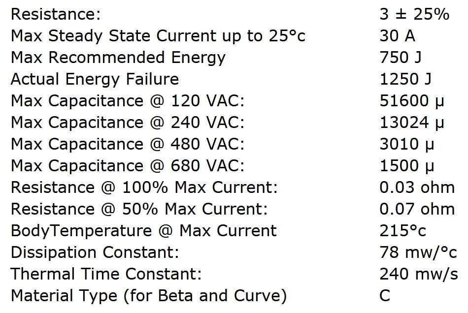 Ametherm MS35 3R030 Specifications