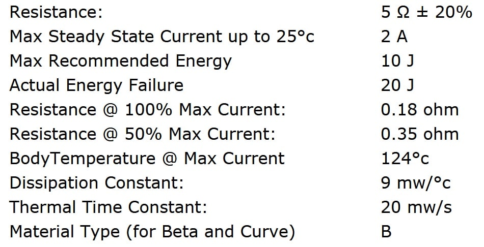 Ametherm SL08 5R002 Specifications