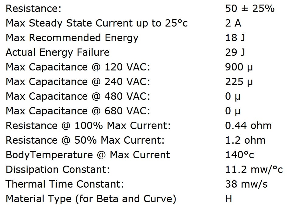 Ametherm SL10 50002 Specifications