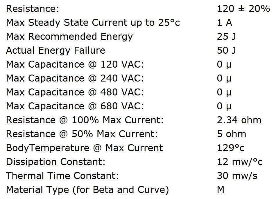 Ametherm SL12 12101 Specifications