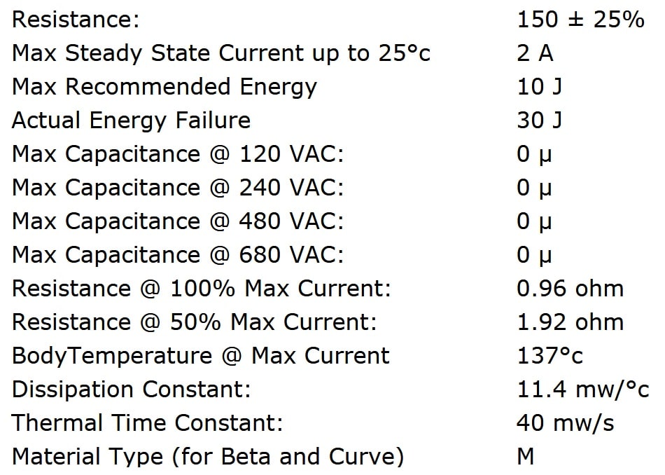 Ametherm SL12 15102 Specifications