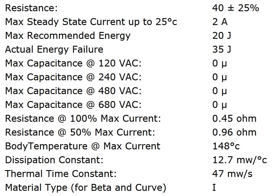 Ametherm SL12 40002 Specifications