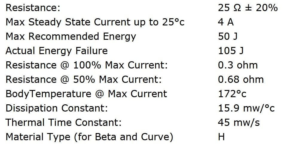 Ametherm SL15 25004 Specifications