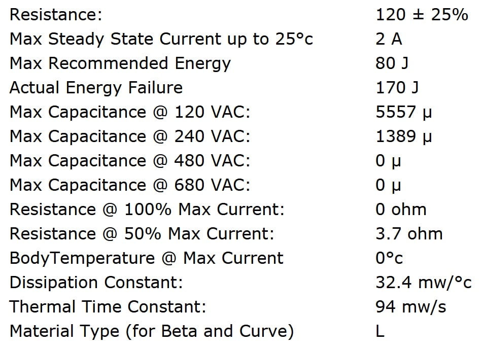 Ametherm SL22 12102 Specifications