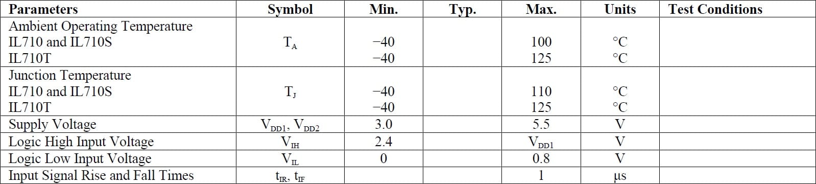 NVE IL710S-1E Specifications