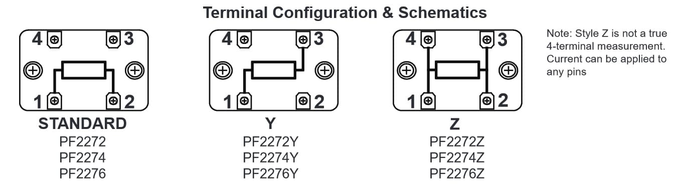 Riedon PF2274 Terminal configuration options