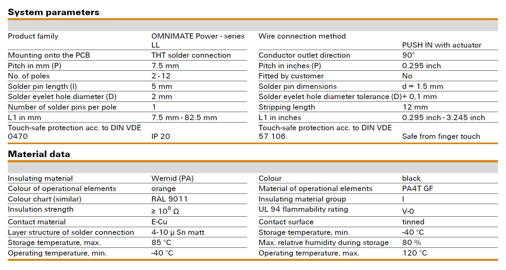 Weidmüller LLF 7.50/90V Specifications