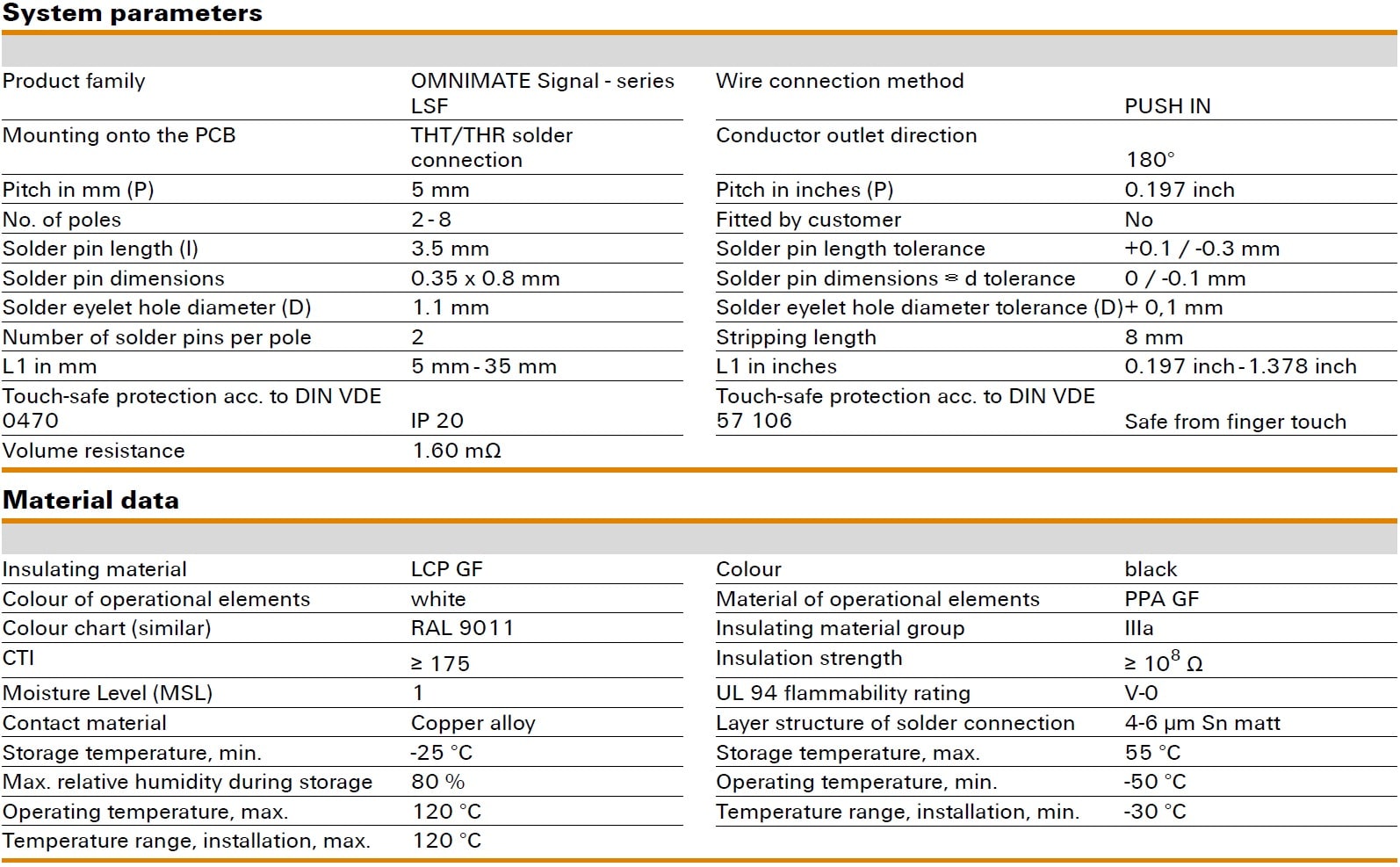 Weidmüller LSF-SMT 5.00/180 Specifications