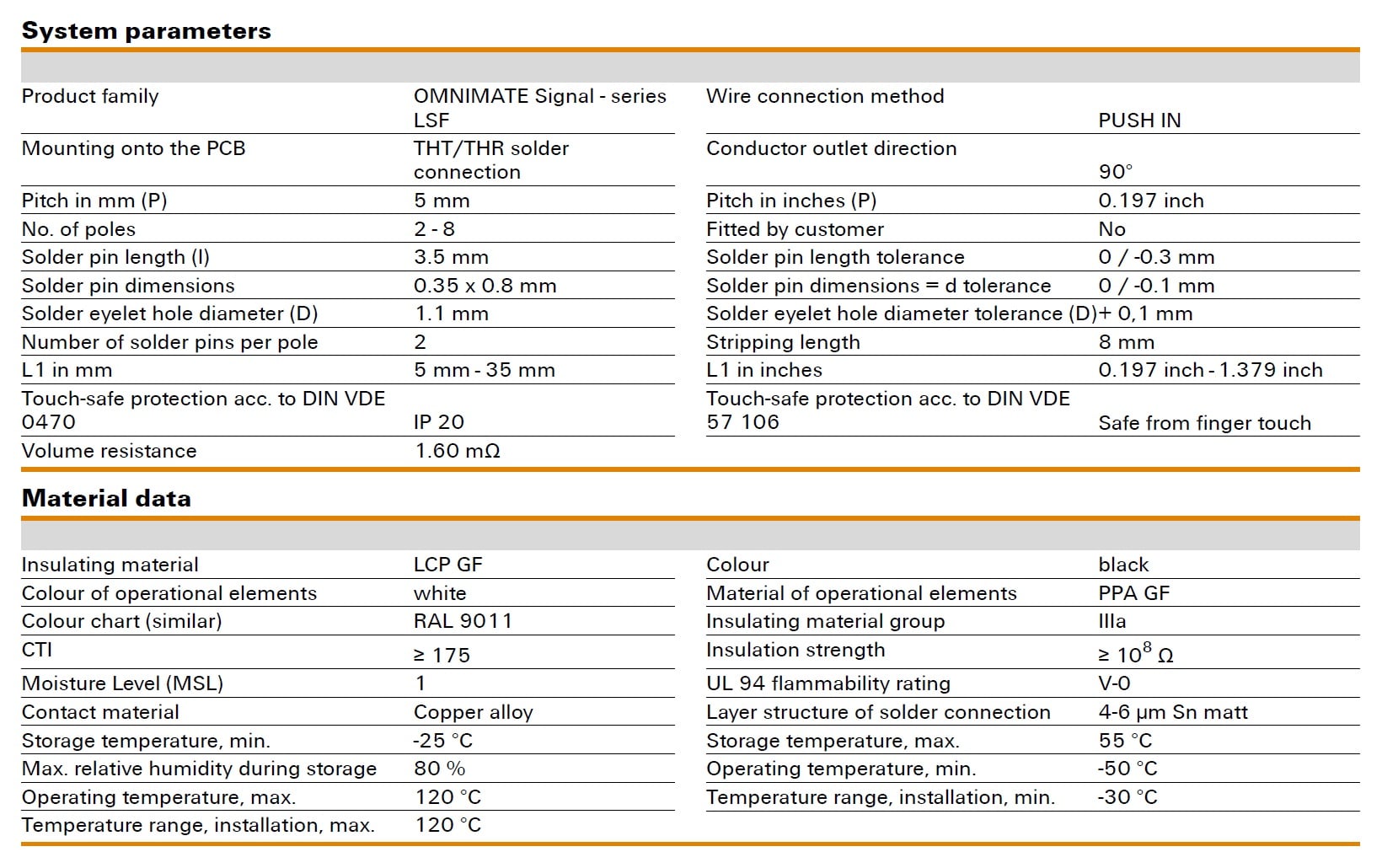 Weidmüller LSF-SMT 5.00/90 Specifications