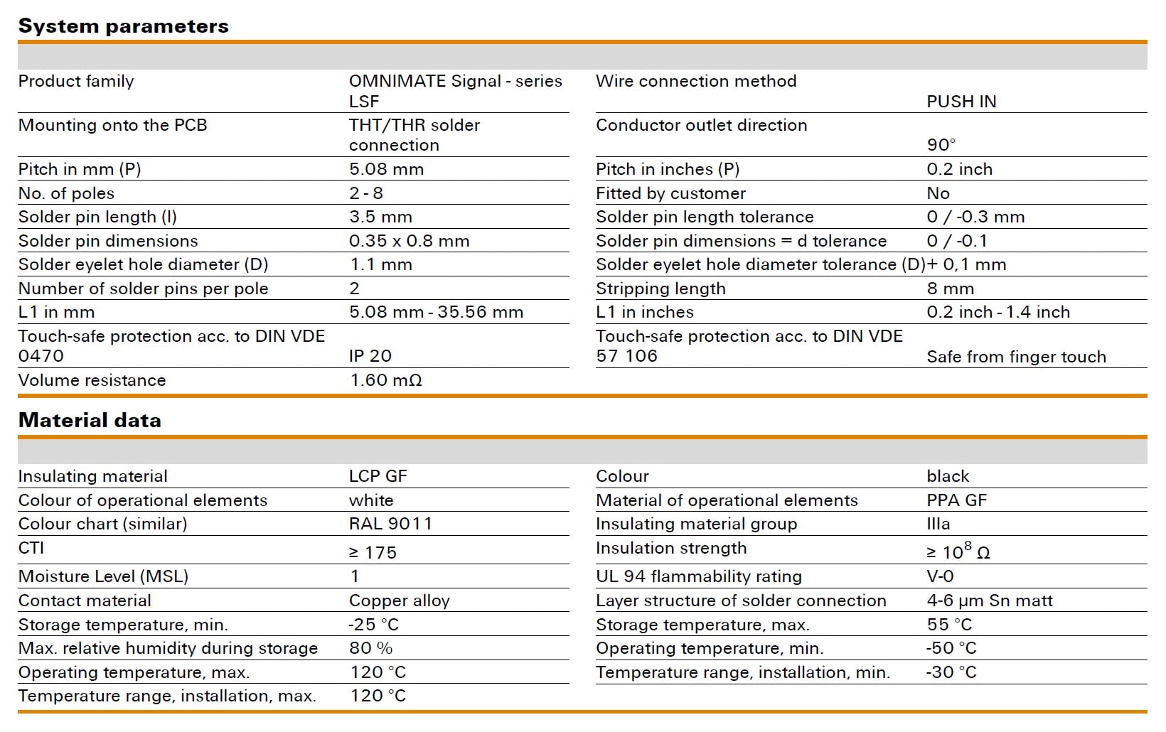 Weidmüller LSF-SMT 5.08/90 Specifications