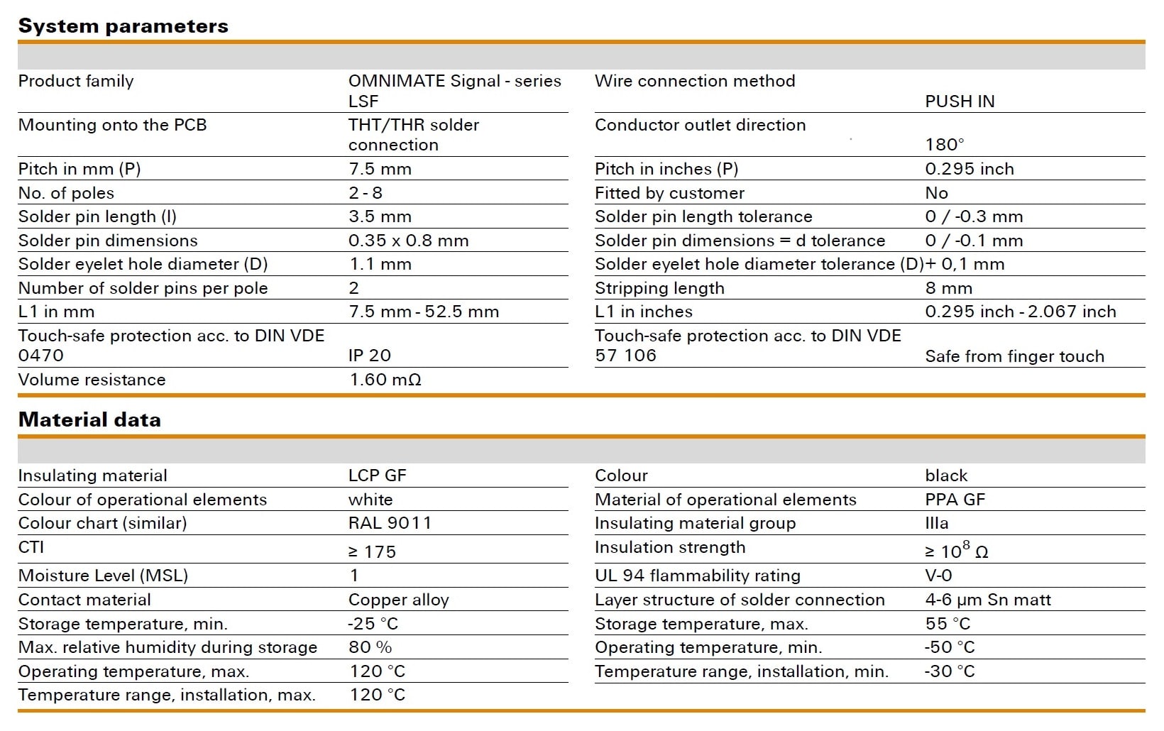 Weidmüller LSF-SMT 7.50/180 Specifications