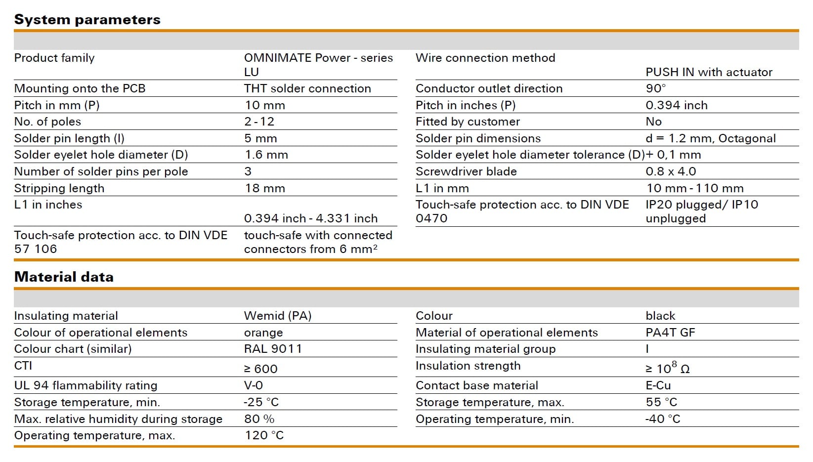 Weidmüller LUF 10.00/90V Specifications