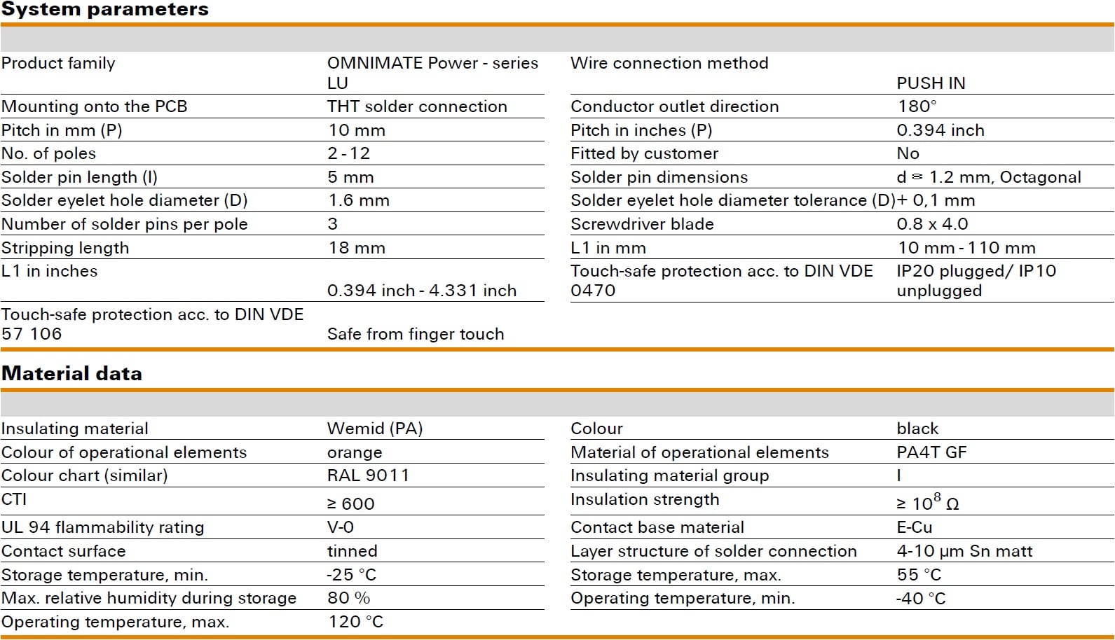 Weidmüller LUFS 10.00/180V Specifications