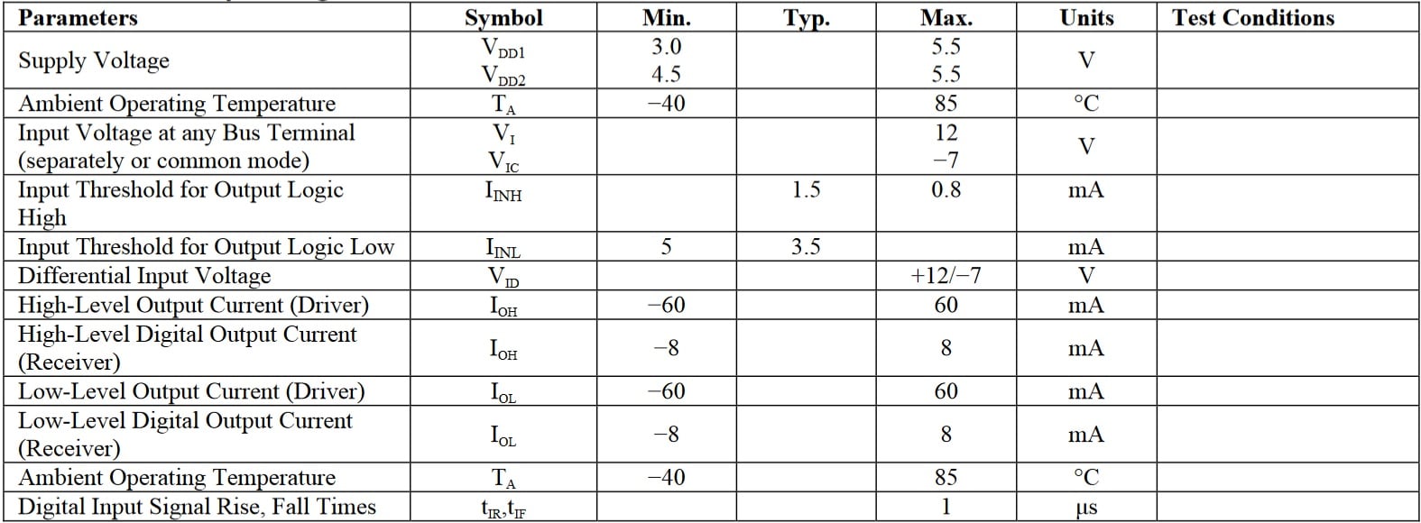 NVE IL3285-3E Specifications