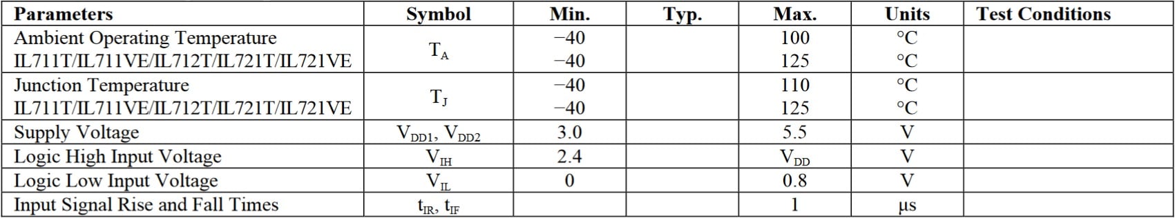 NVE IL711T-3E Specifications