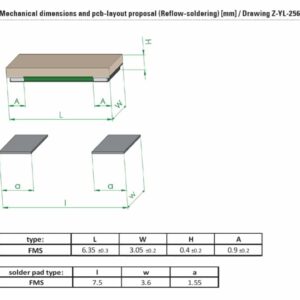 Drawing and Dimensions of FMS resistor from Isabellenhuette