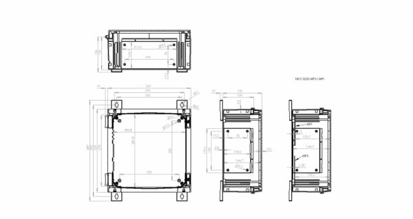 Fibox NEO enclosure dimensions 323215 (320mm x 320mm x 150 mm)