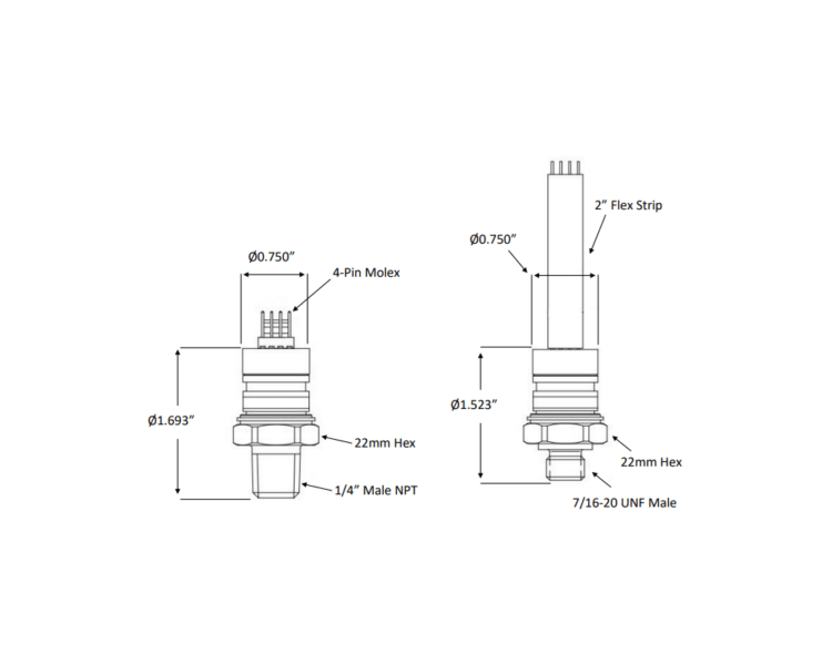 Core Sensors CS11 CS11 Compact Media Isolated Pressure Sensor Product Dimensions Diagram