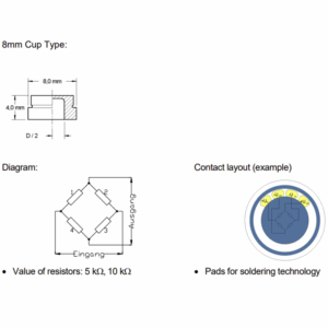 Diagram of cup type and sensor layout for ICS-NH C8 High Temperature Pressure Sensor