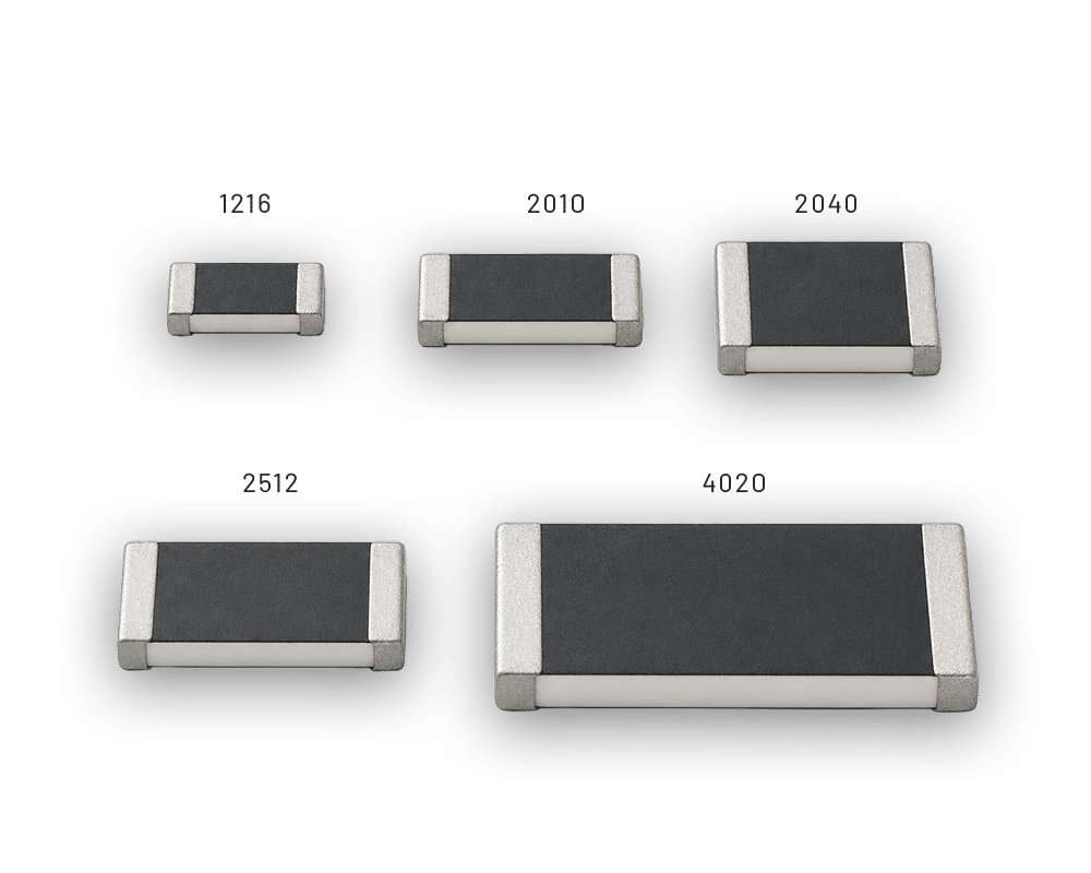 Thick film chip resistors in 1216, 2010, 2040, 2512 and 4020 sizes