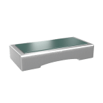 Isabellenhütte FMH-K-R000 zero ohm jumper, a silver chip body with a green top layer and an arched underside between its two terminals